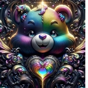 Rainbow Care Bear Diamond Painting Kit DIY Art Craft Project 40x40